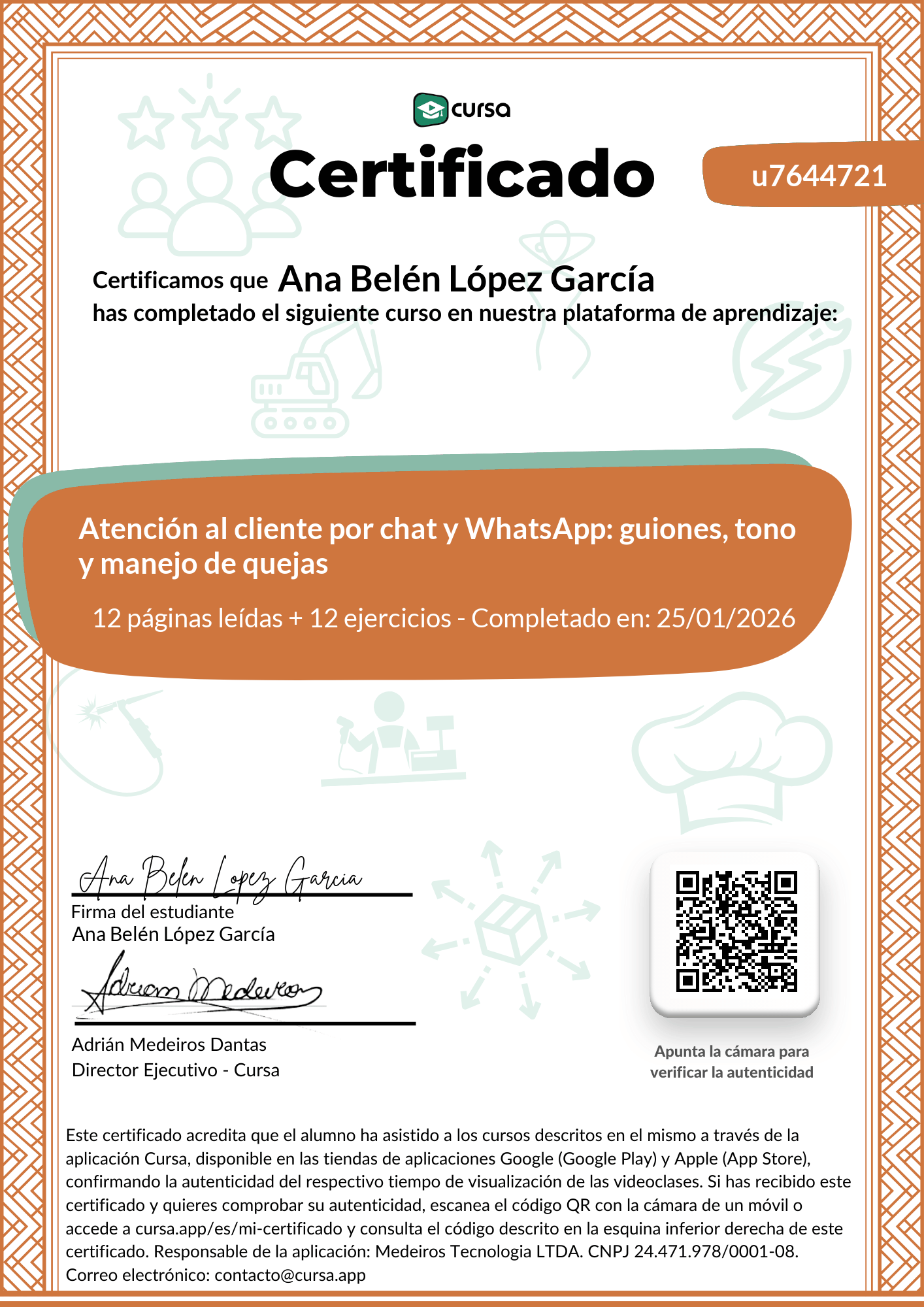 Imagen de mi Certificado de finalización del curso gratuito.