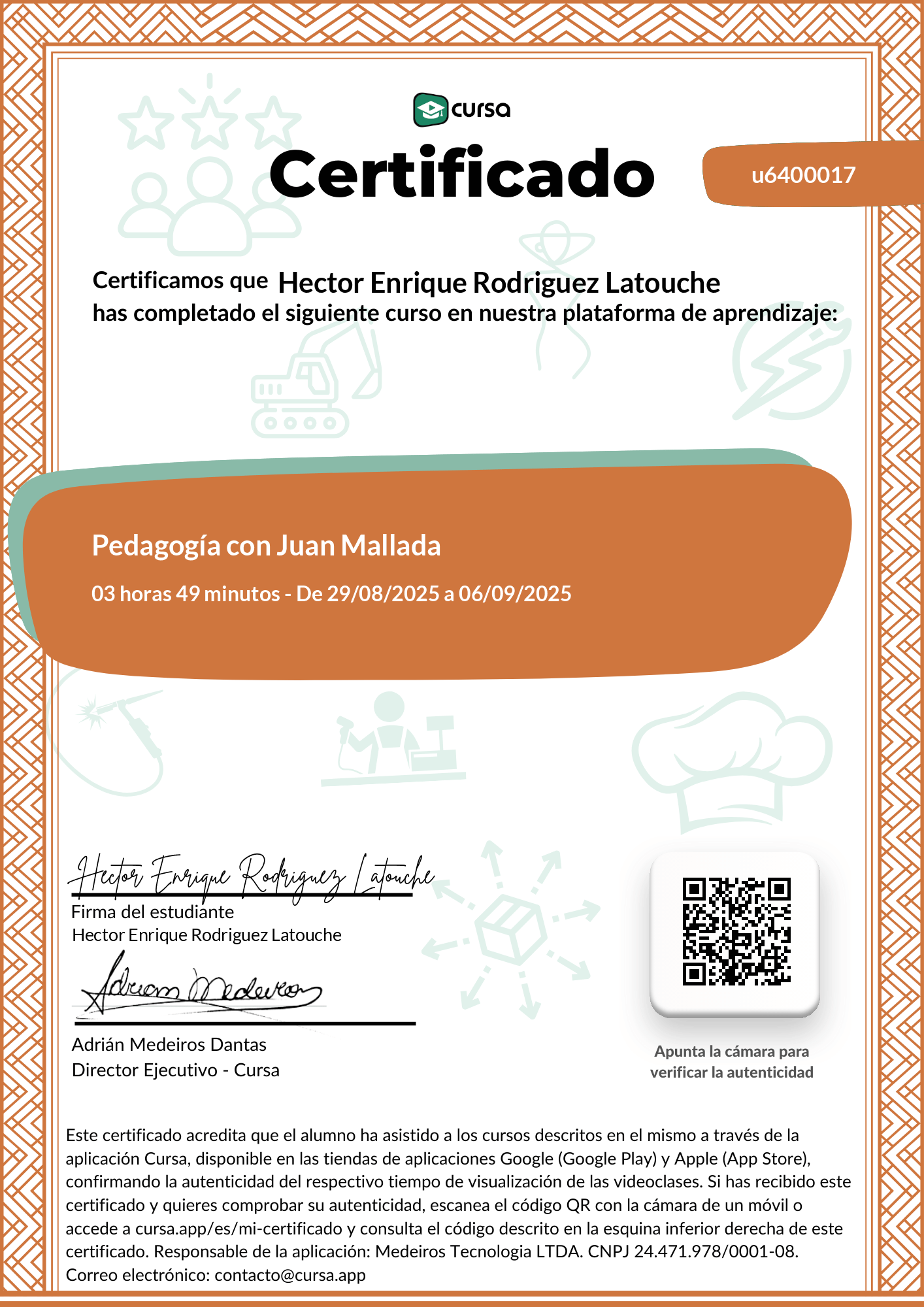 Imagen de mi Certificado de finalización del curso gratuito.