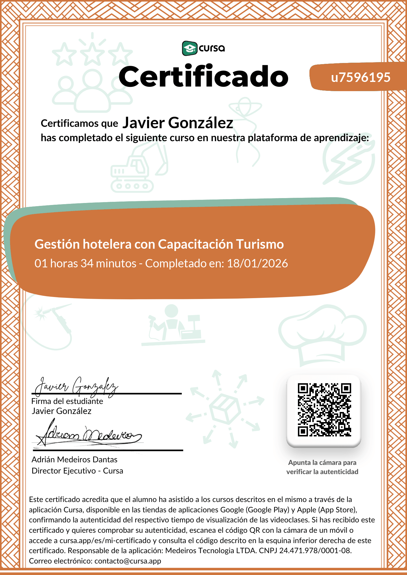 Imagen de mi Certificado de finalización del curso gratuito.