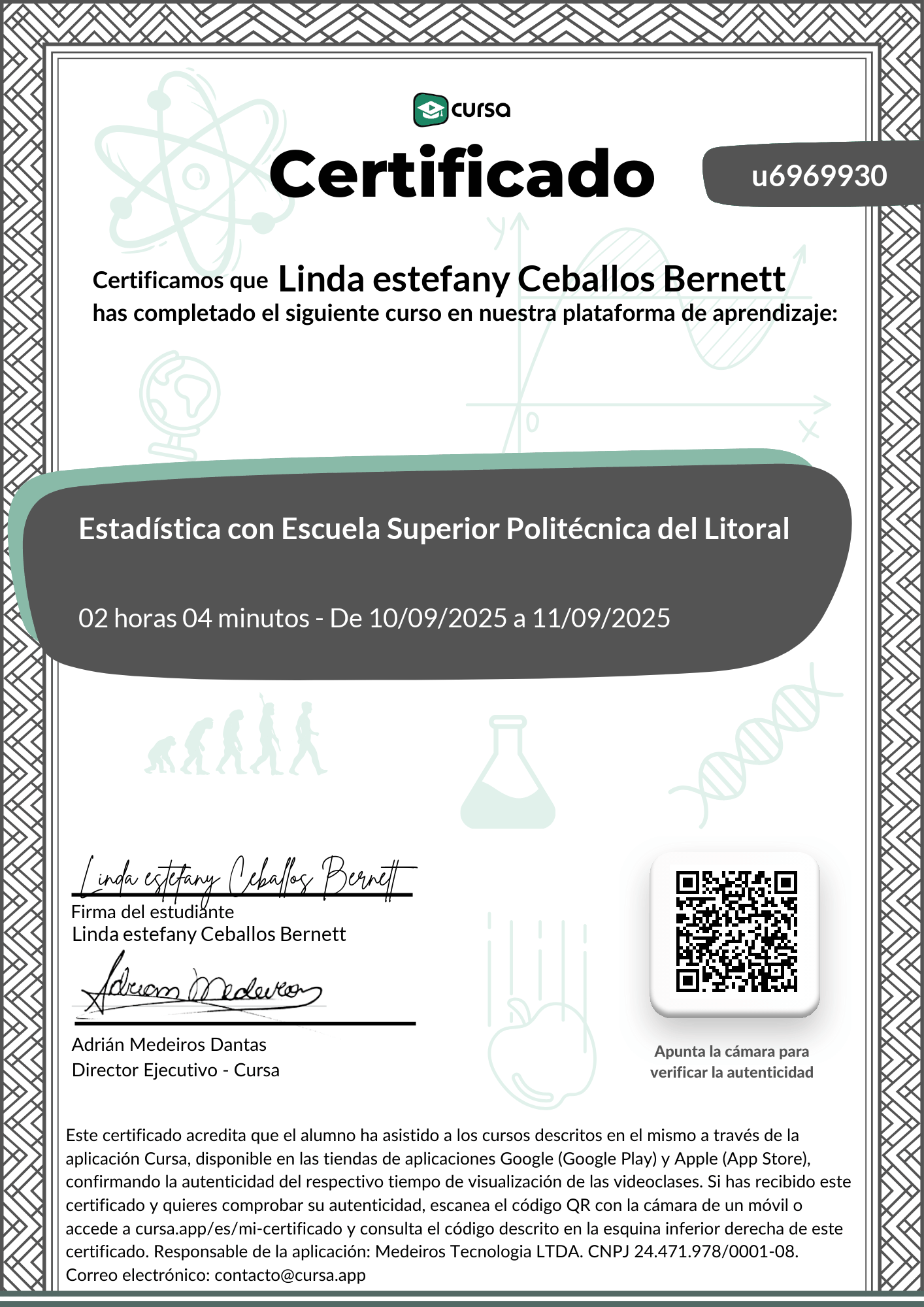 Imagen de mi Certificado de finalización del curso gratuito.
