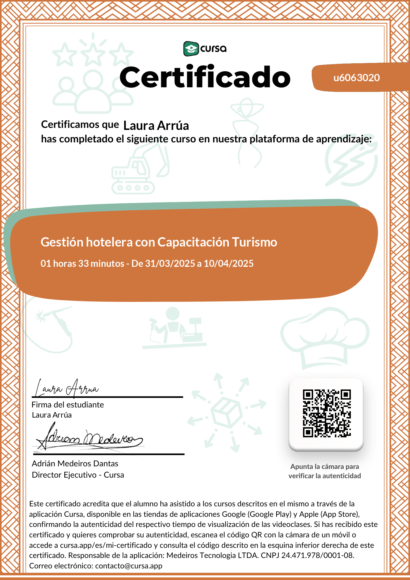 Imagen de mi Certificado de finalización del curso gratuito.