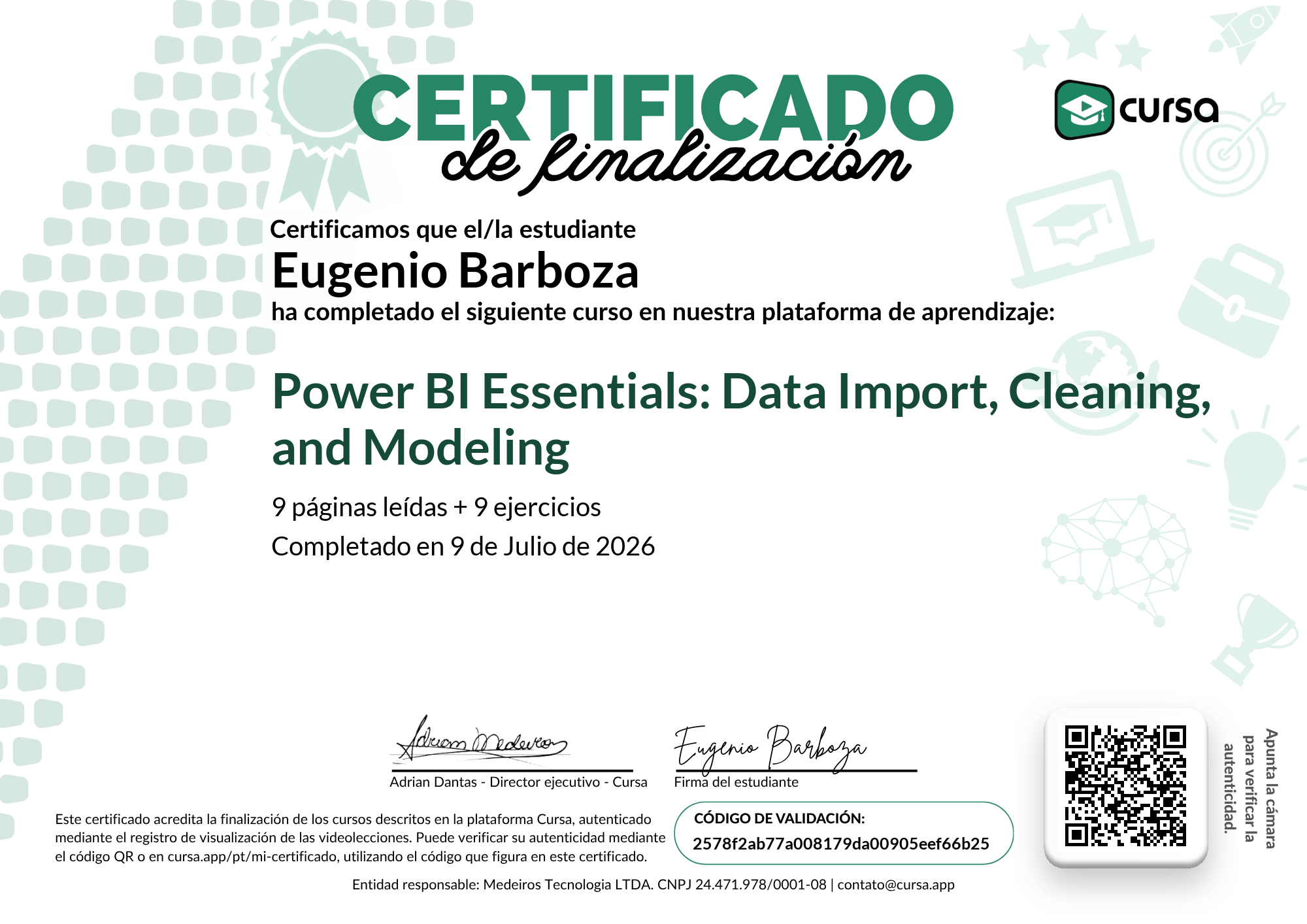 Imagen de mi Certificado de finalización del curso gratuito.