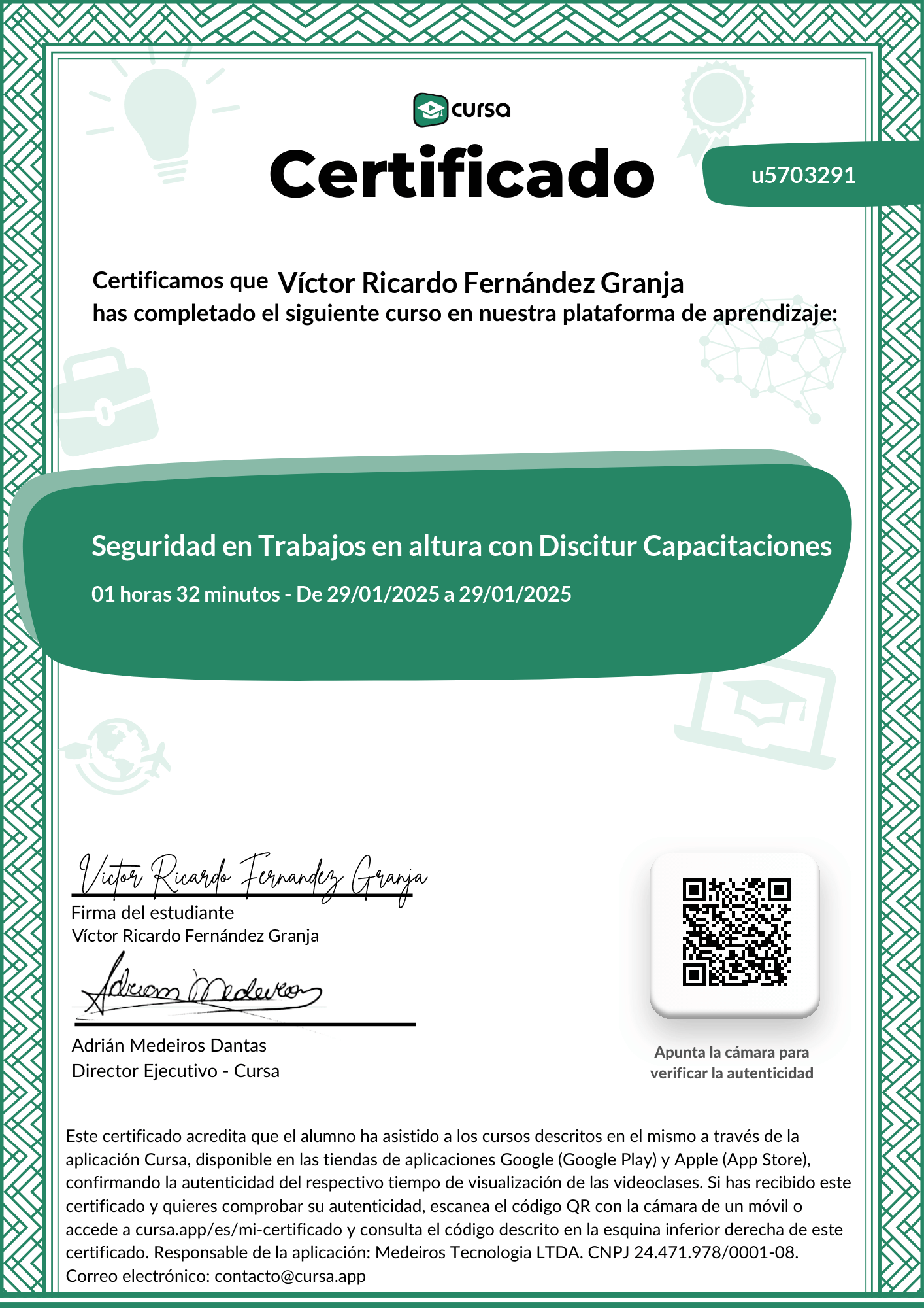 Imagen de mi Certificado de finalización del curso gratuito.