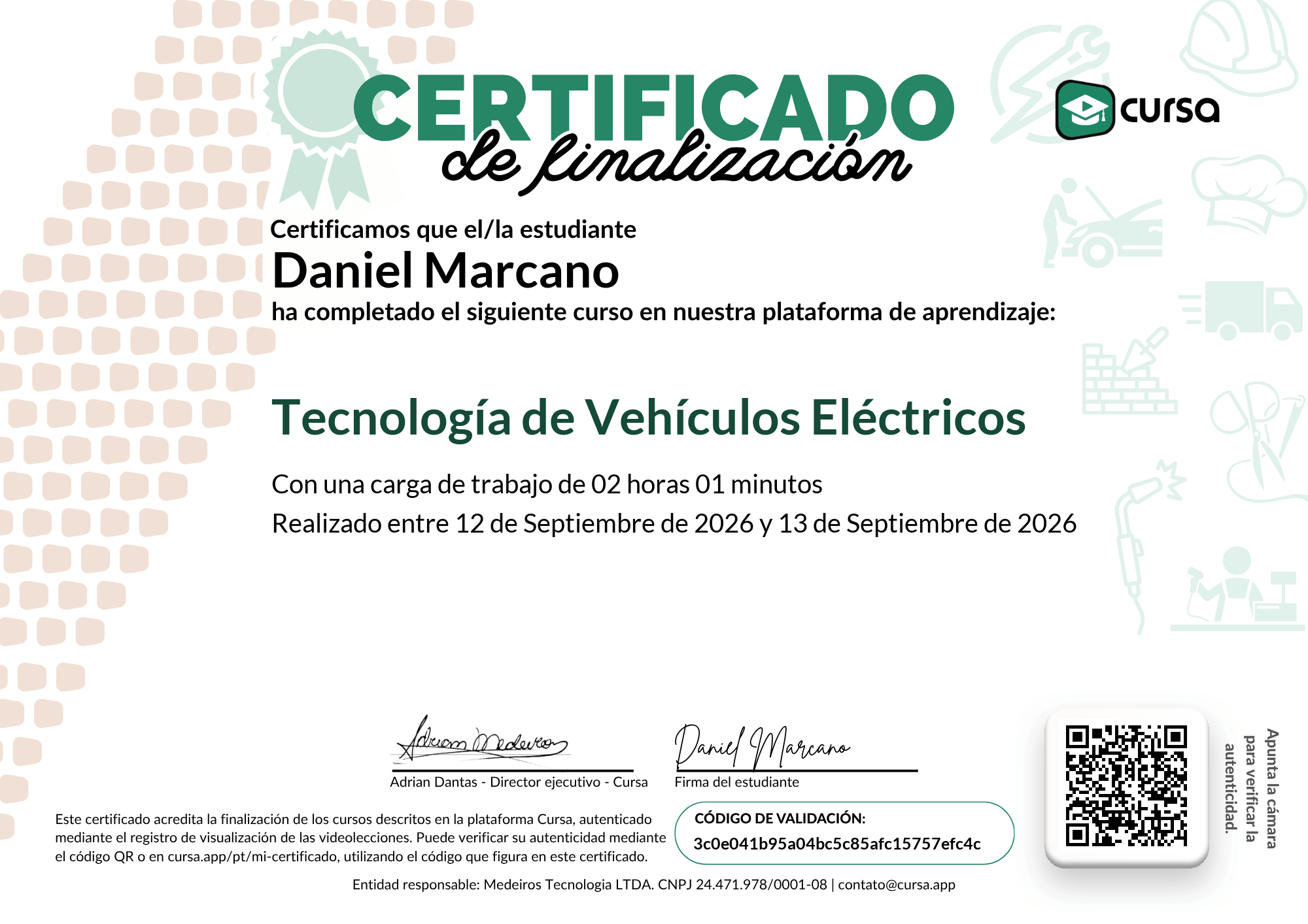 Imagen de mi Certificado de finalización del curso gratuito.