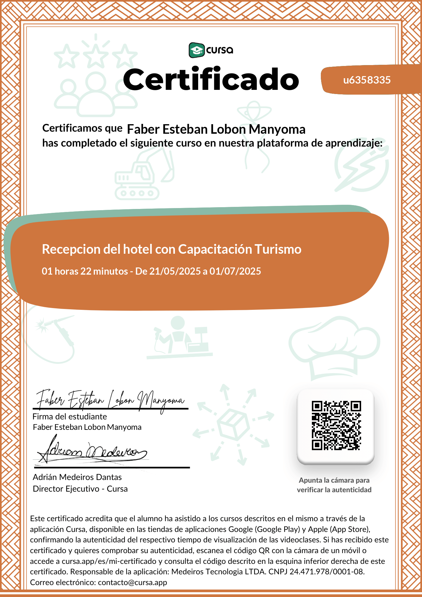 Imagen de mi Certificado de finalización del curso gratuito.