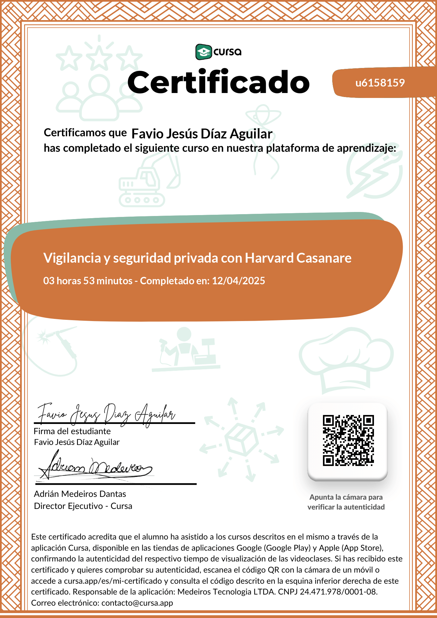 Imagen de mi Certificado de finalización del curso gratuito.