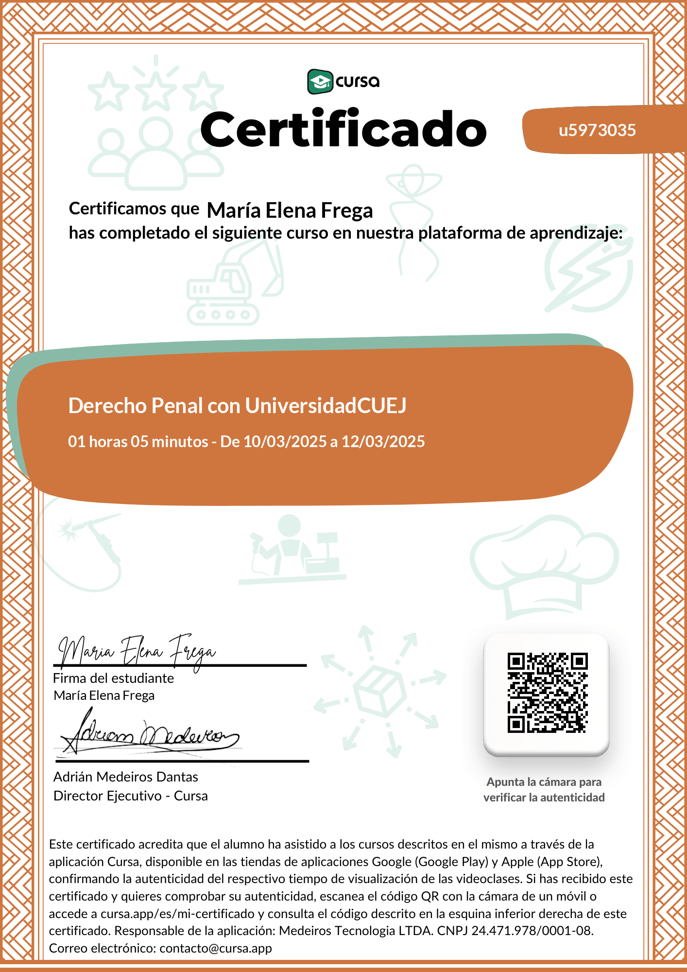 Imagen de mi Certificado de finalización del curso gratuito.