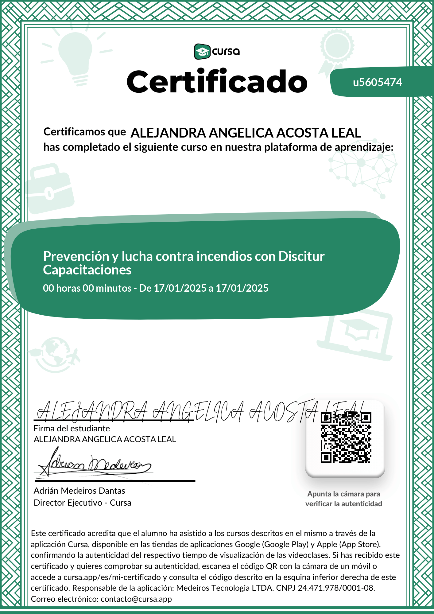Imagen de mi Certificado de finalización del curso gratuito.