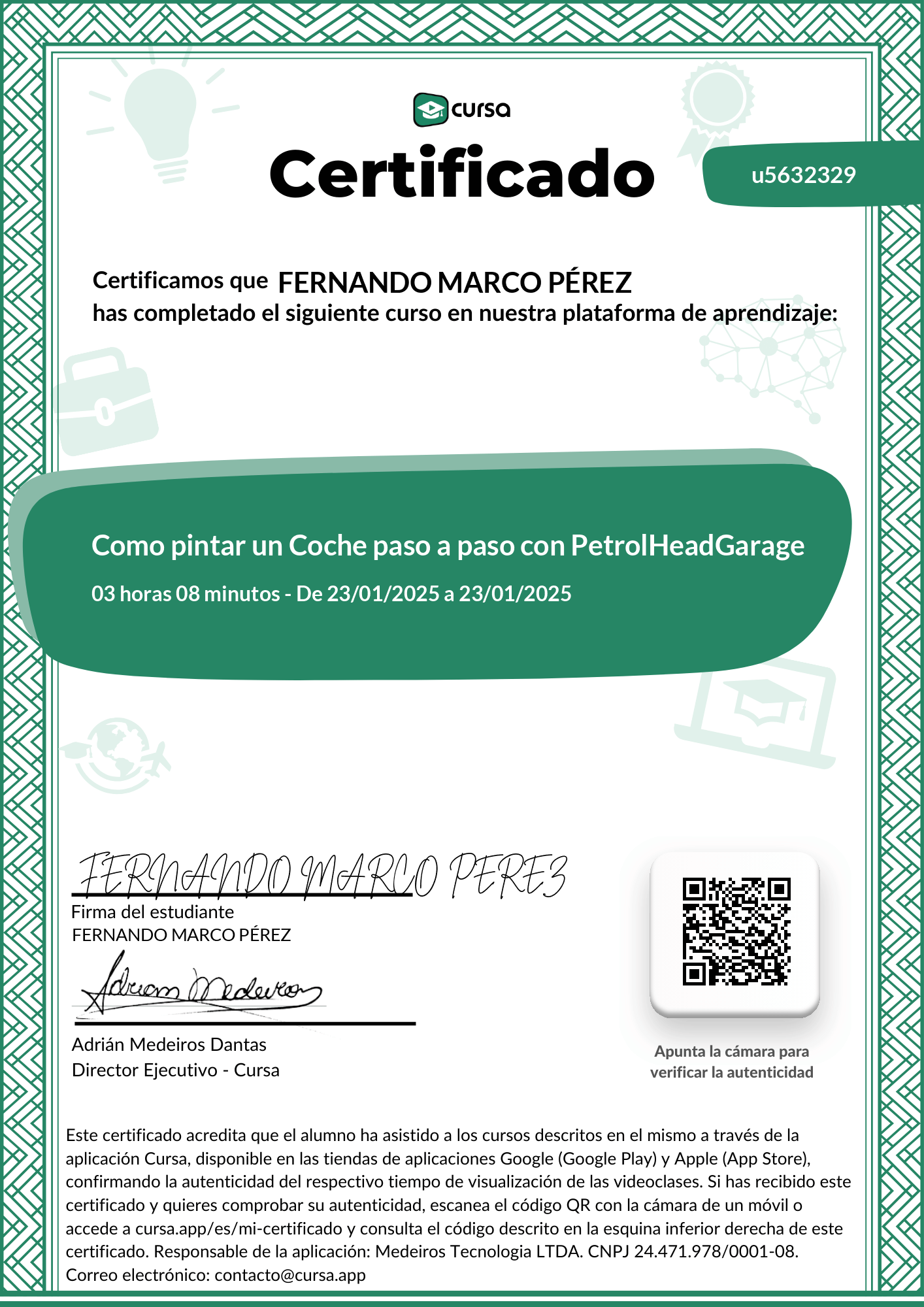 Imagen de mi Certificado de finalización del curso gratuito.