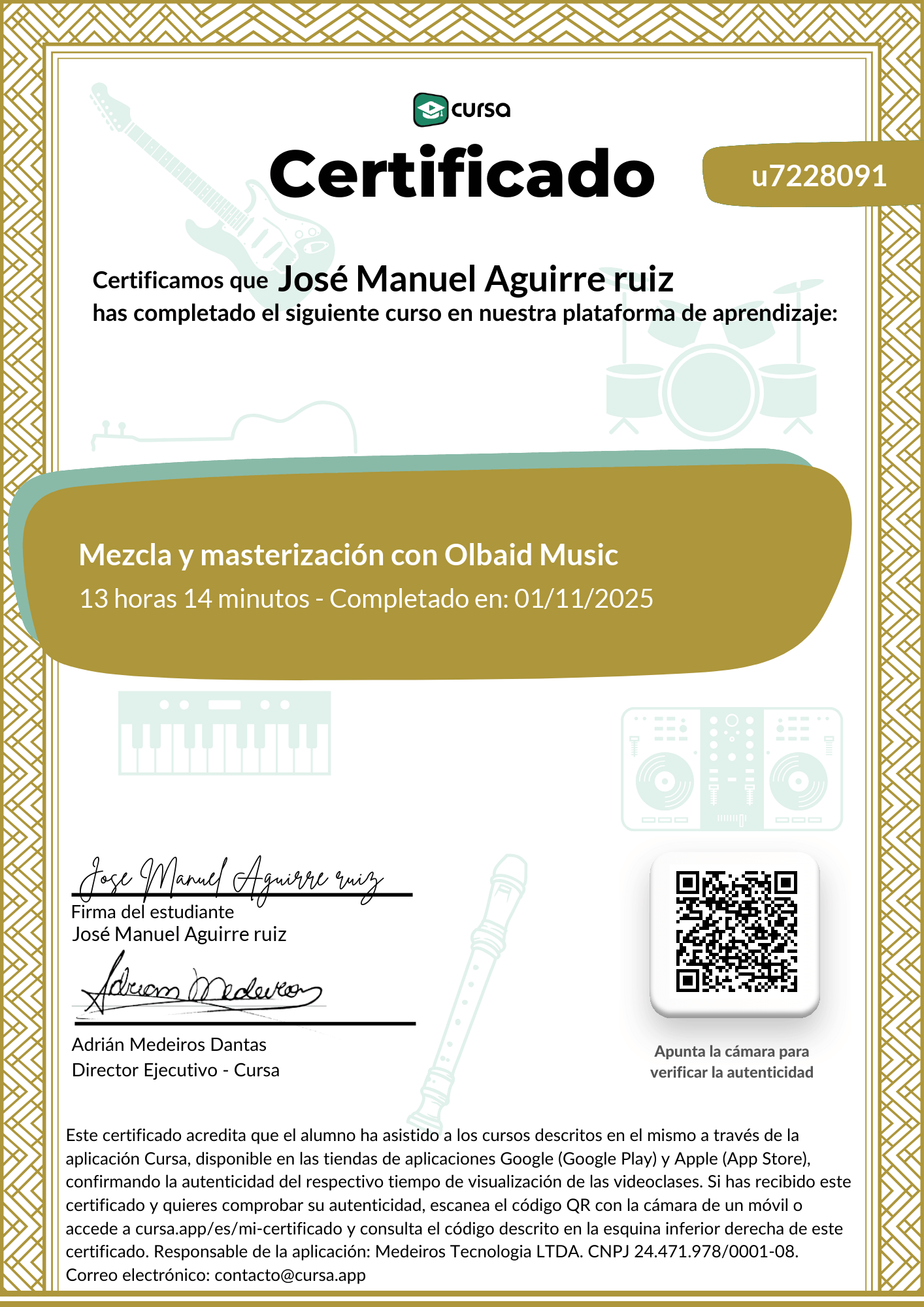 Imagen de mi Certificado de finalización del curso gratuito.