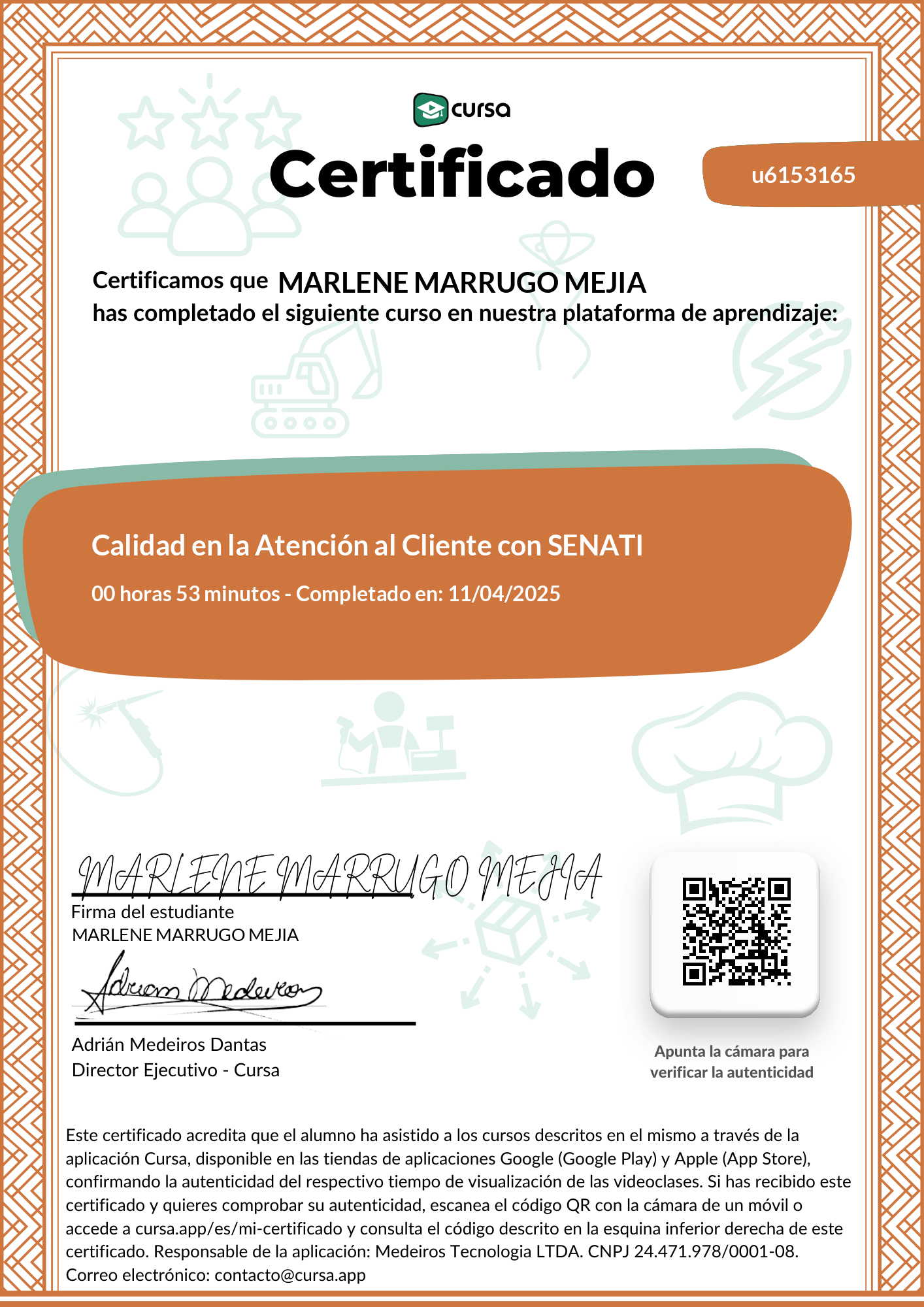 Imagen de mi Certificado de finalización del curso gratuito.