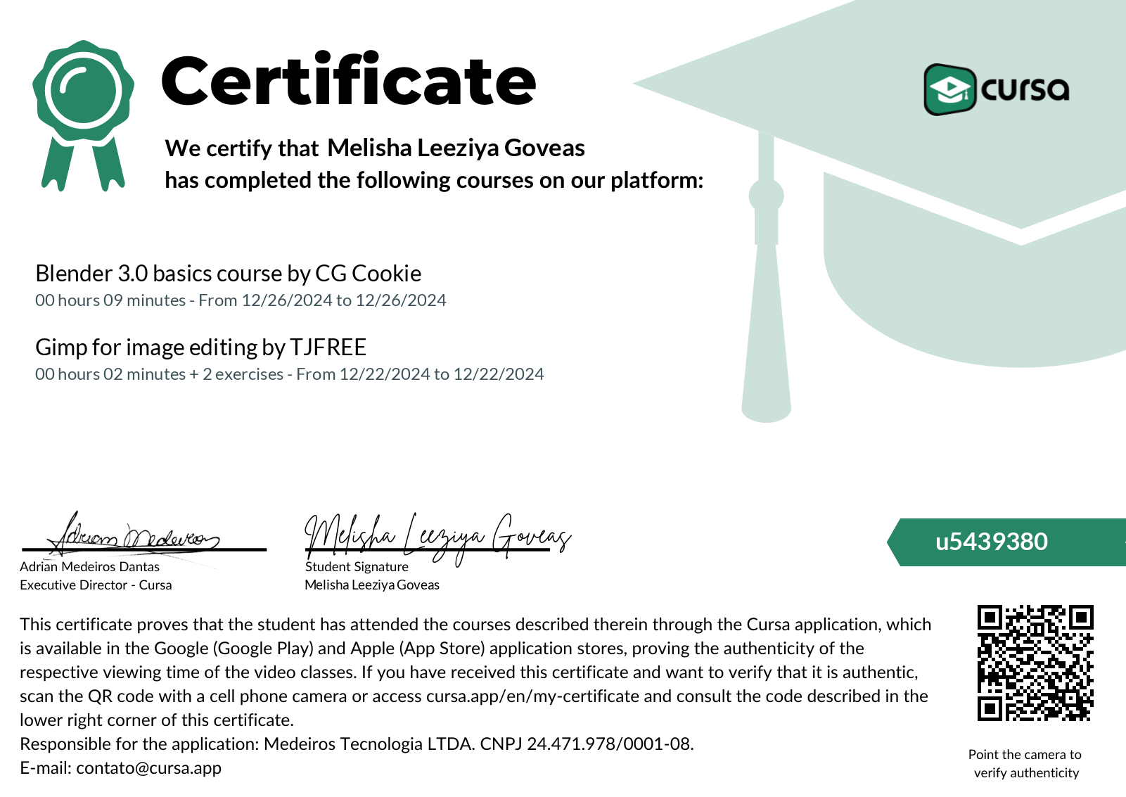 My certificate on Cursa Cursa: Free Online Courses   Free Certificate