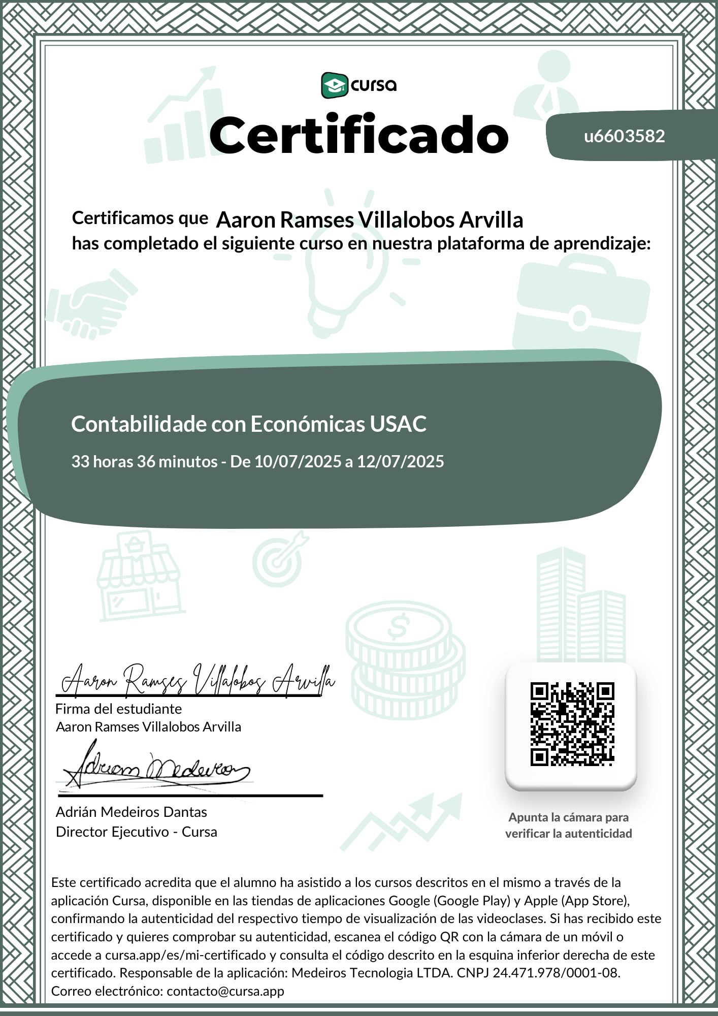 Imagen de mi Certificado de finalización del curso gratuito.