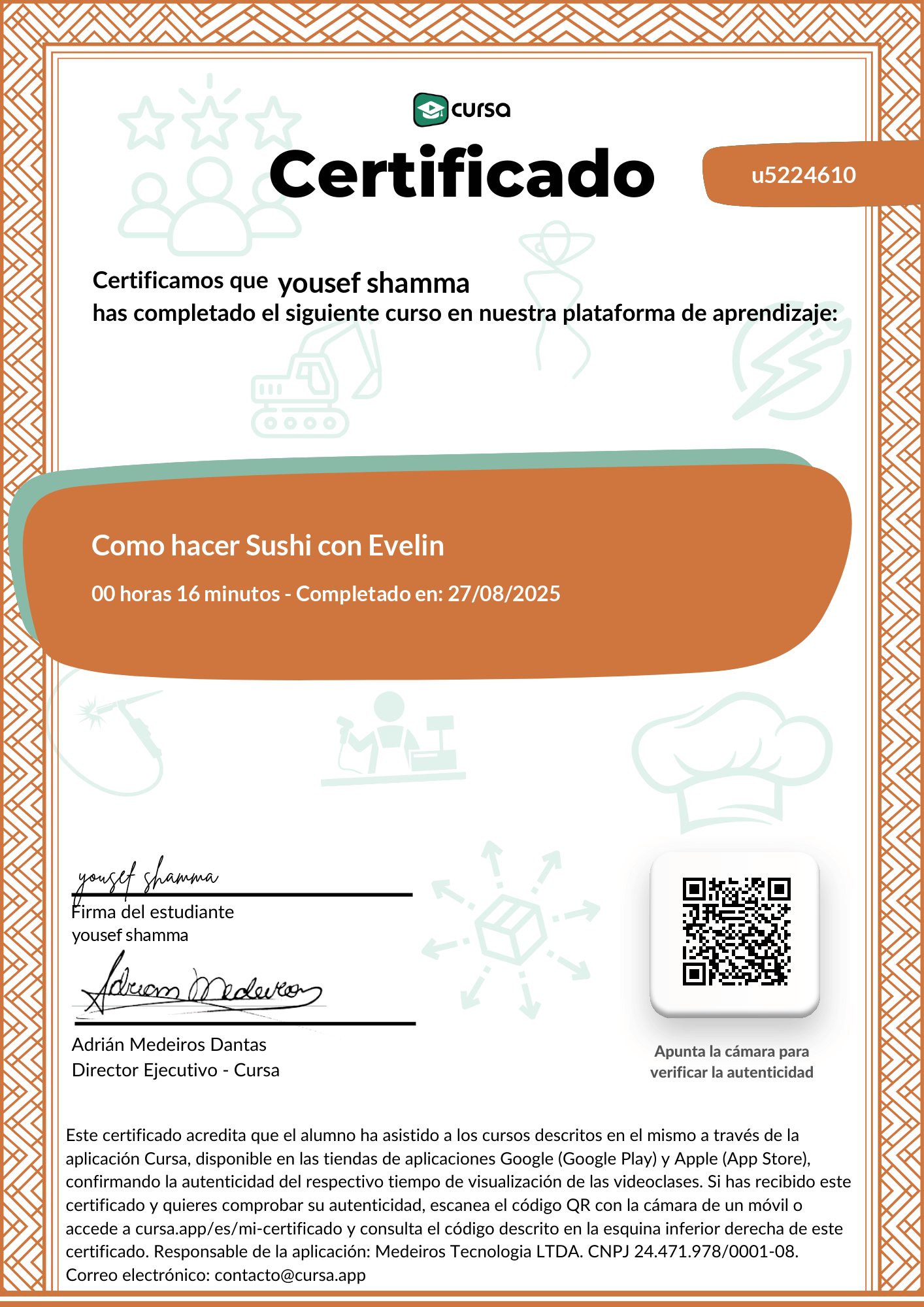Imagen de mi Certificado de finalización del curso gratuito.