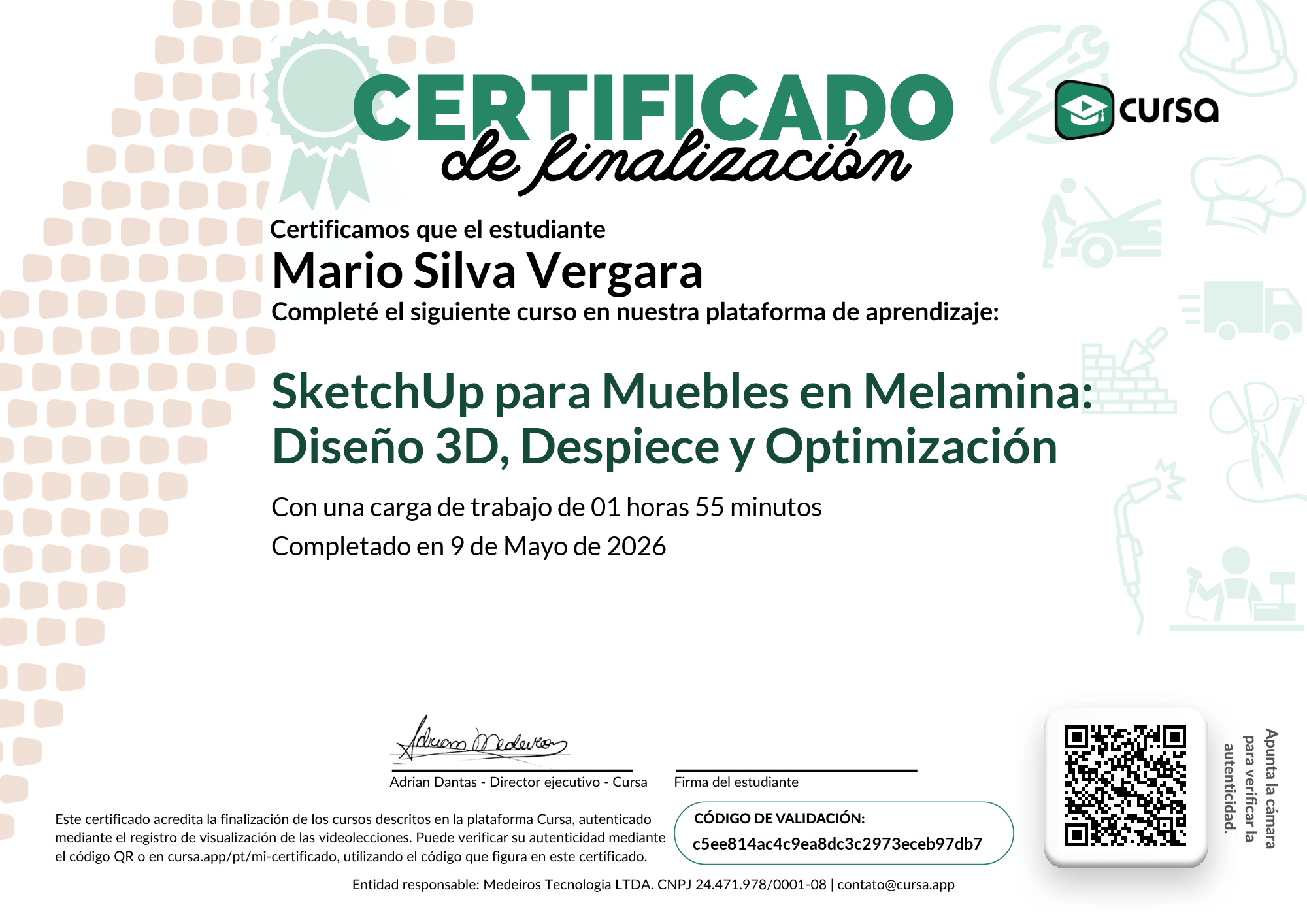 Imagen de mi Certificado de finalización del curso gratuito.