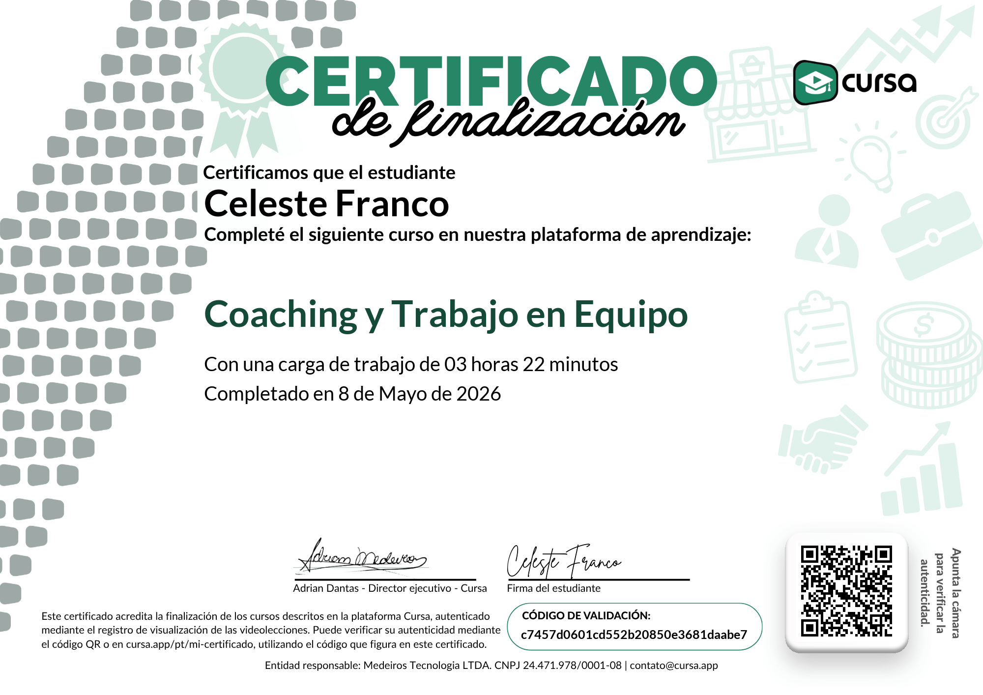 Imagen de mi Certificado de finalización del curso gratuito.