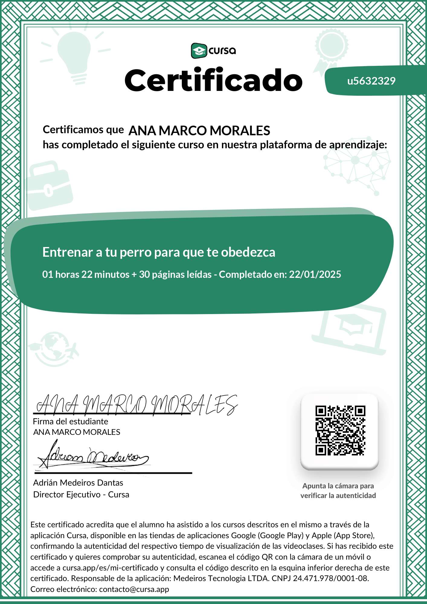 Imagen de mi Certificado de finalización del curso gratuito.
