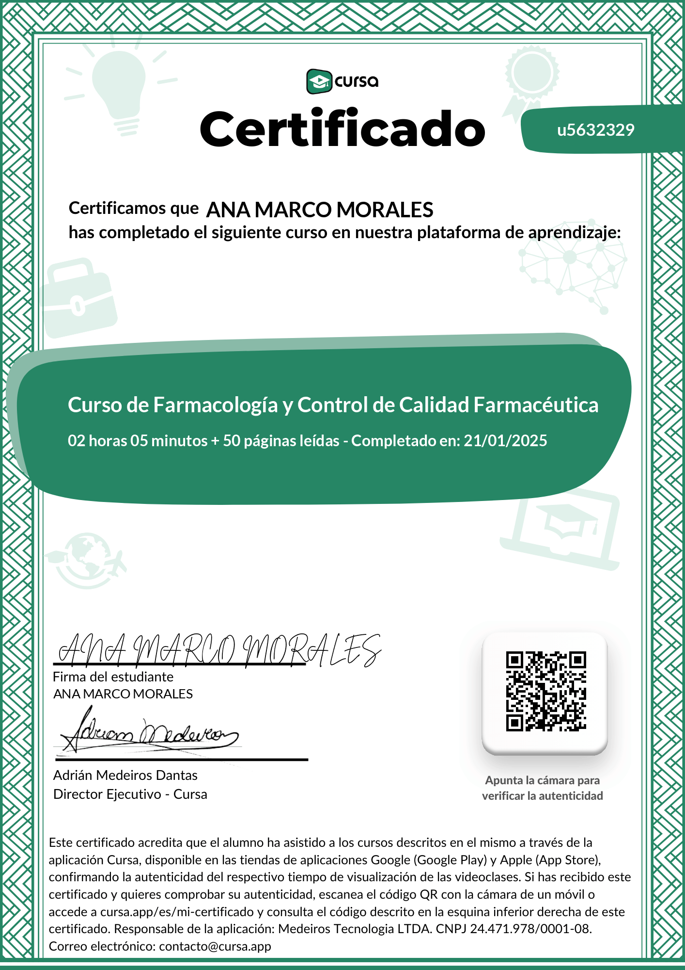 Imagen de mi Certificado de finalización del curso gratuito.