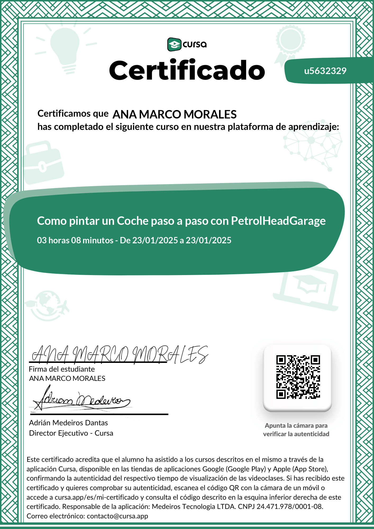 Imagen de mi Certificado de finalización del curso gratuito.