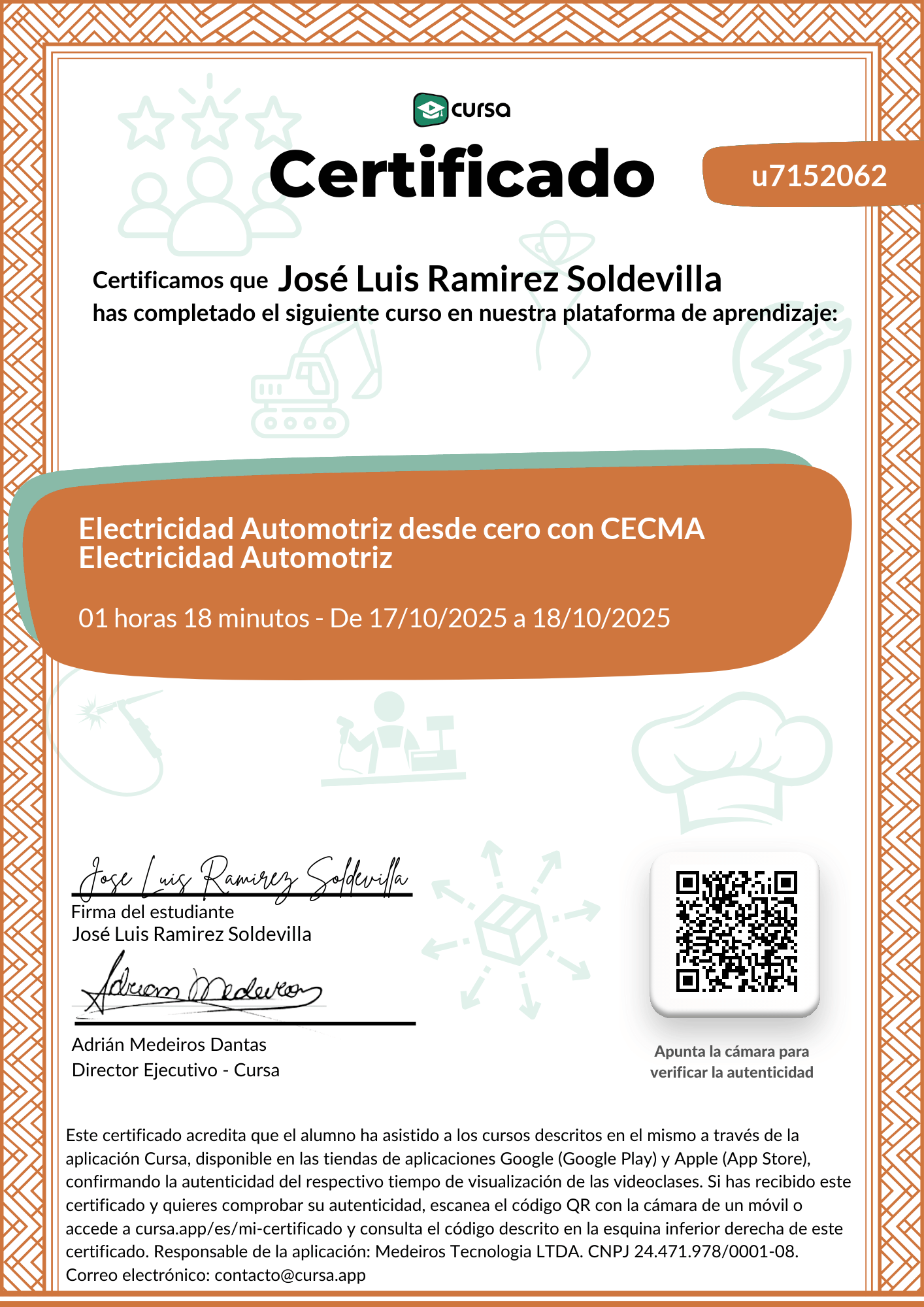 Imagen de mi Certificado de finalización del curso gratuito.