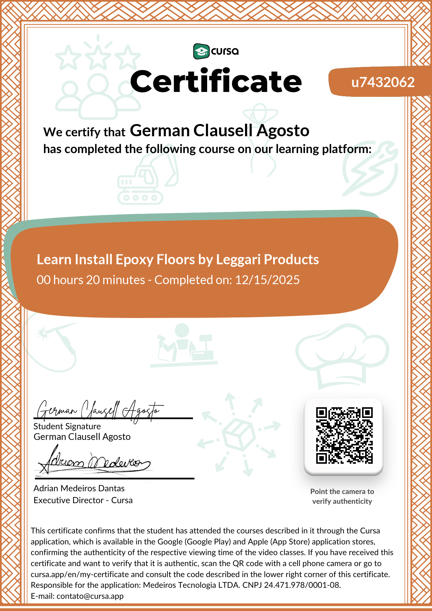 Image of my free Course Completion Certificate.