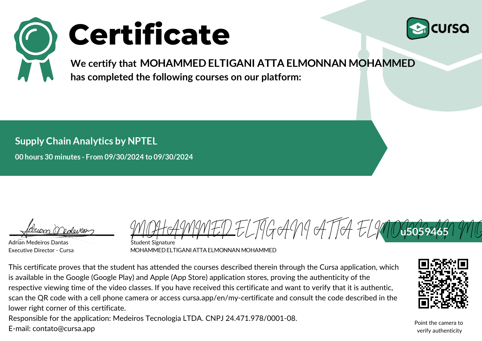 My certificate on Cursa! Cursa Free Online Courses + Free Certificate