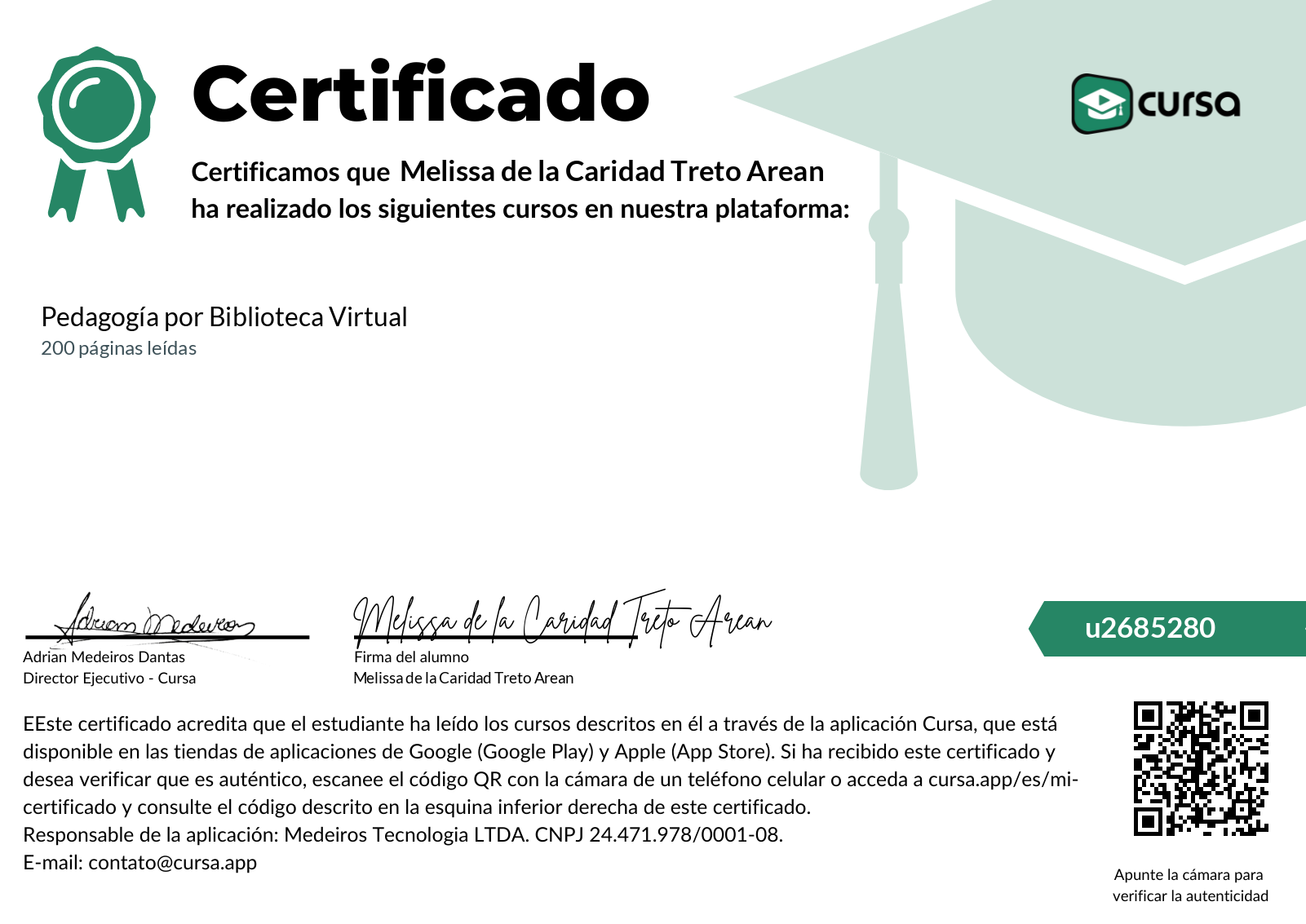 Imagen de mi Certificado de finalización del curso gratuito.